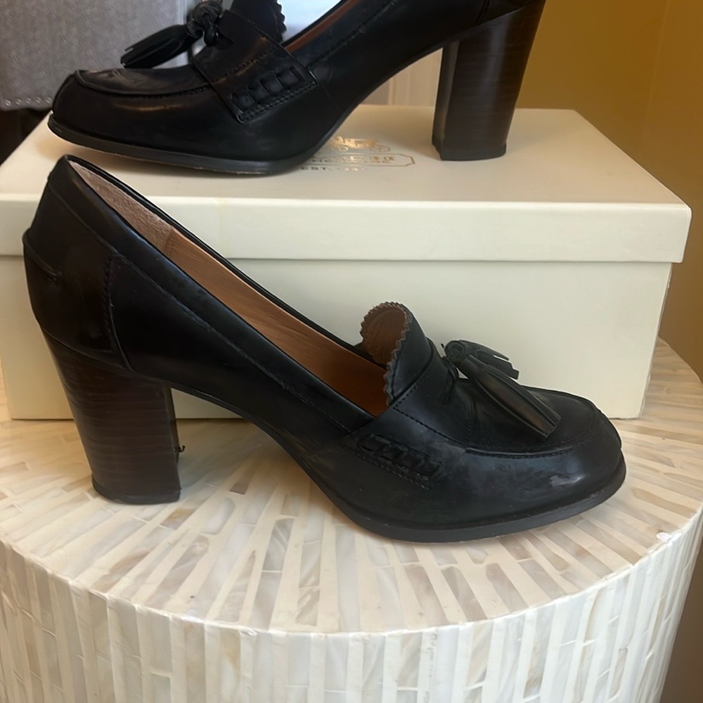 Coach Greta Leather Tassel Heeled Loafers, Size 8.5B - Picture 2 of 7